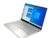 Half-open HP laptop featuring sleek design and powerful performance