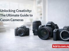 A Professional Guide to Canon Cameras for Nigerian Creators Canon camera displayed in a modern photography workspace showing professional photography setup for creators and photographers in Nigeria.