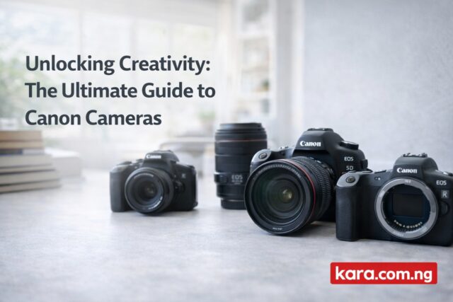Canon camera displayed in a modern photography workspace showing professional photography setup for creators and photographers in Nigeria.