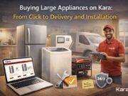 Buying Large Appliances on Kara: From Click to Delivery and Installation Buying large appliances online on Kara showing refrigerator, washing machine, generator, and professional delivery service in Nigeria