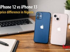 iPhone 12 vs iPhone 13: Is the Price Difference Worth It? iPhone 12 and iPhone 13 placed side by side on a desk showing comparison of price difference in Nigeria for smartphone buyers