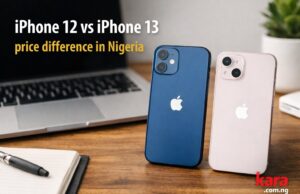 iPhone 12 vs iPhone 13: Is the Price Difference Worth It? iPhone 12 and iPhone 13 placed side by side on a desk showing comparison of price difference in Nigeria for smartphone buyers