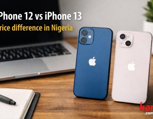 iPhone 12 vs iPhone 13: Is the Price Difference Worth It? iPhone 12 and iPhone 13 placed side by side on a desk showing comparison of price difference in Nigeria for smartphone buyers