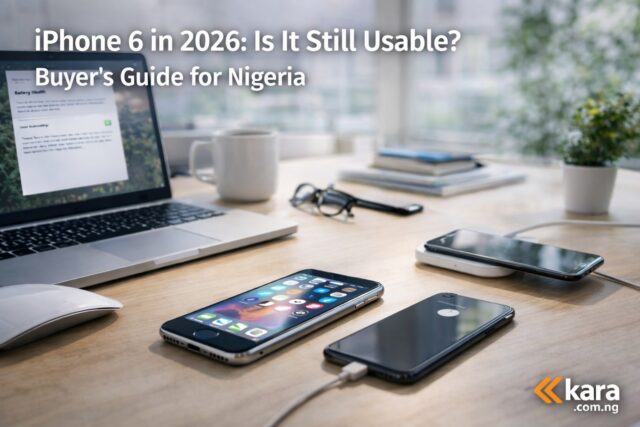 iPhone 6 on a desk in a modern workspace showing whether the device is still usable in 2026 for Nigerian smartphone users