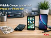 Which is cheaper to maintain, an iPhone 8 or iPhone XR? iPhone 8 and iPhone XR placed on a desk with repair tools and cash comparing which is cheaper to maintain