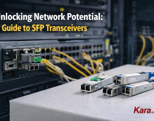 Unlocking Network Potential: A Guide to SFP Transceivers SFP transceivers placed beside a network switch in a data center environment illustrating how SFP modules improve network connectivity and performance
